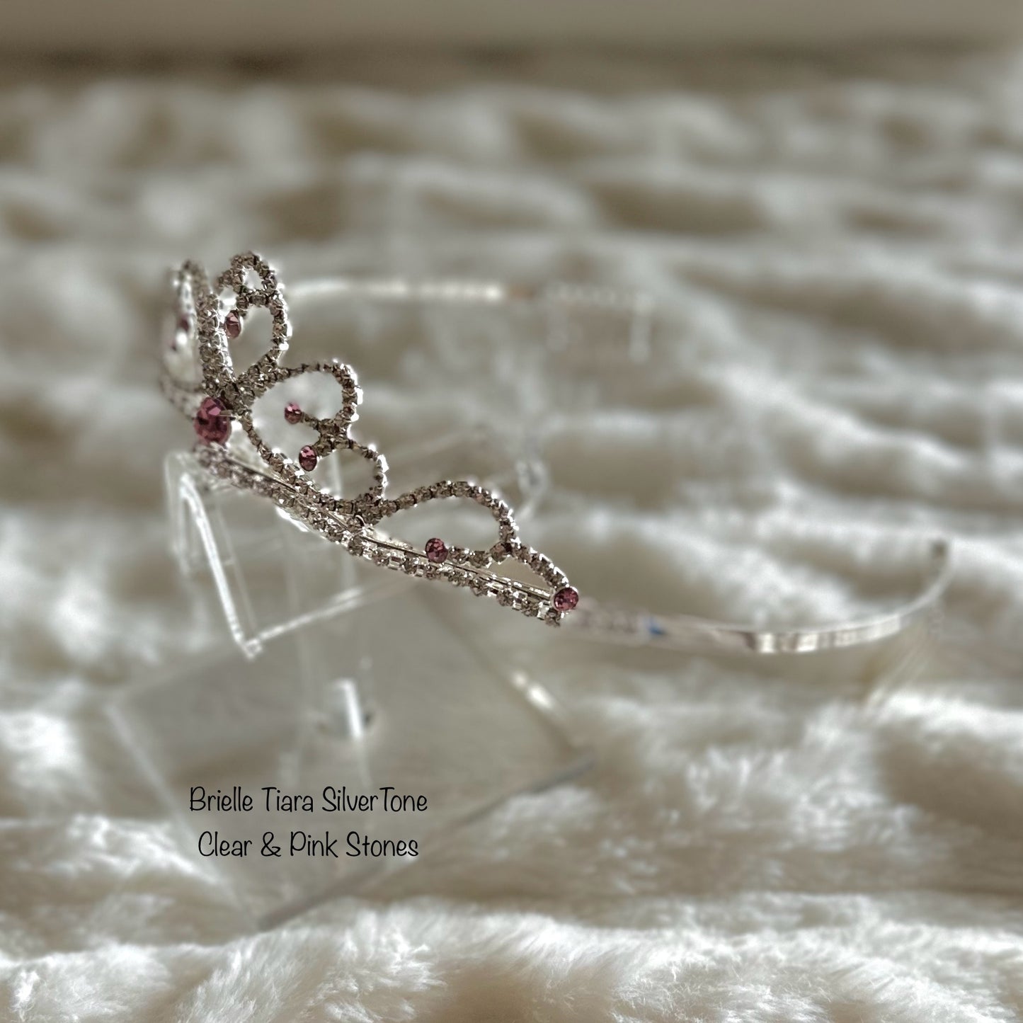 Brielle Tiara Silver Tone Pink
