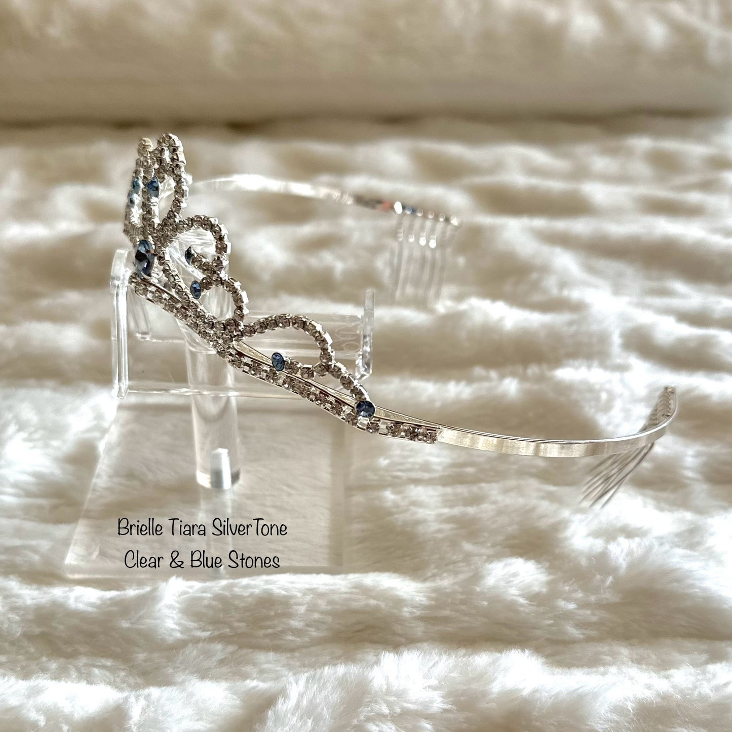 Brielle Tiara Silver Tone Blue