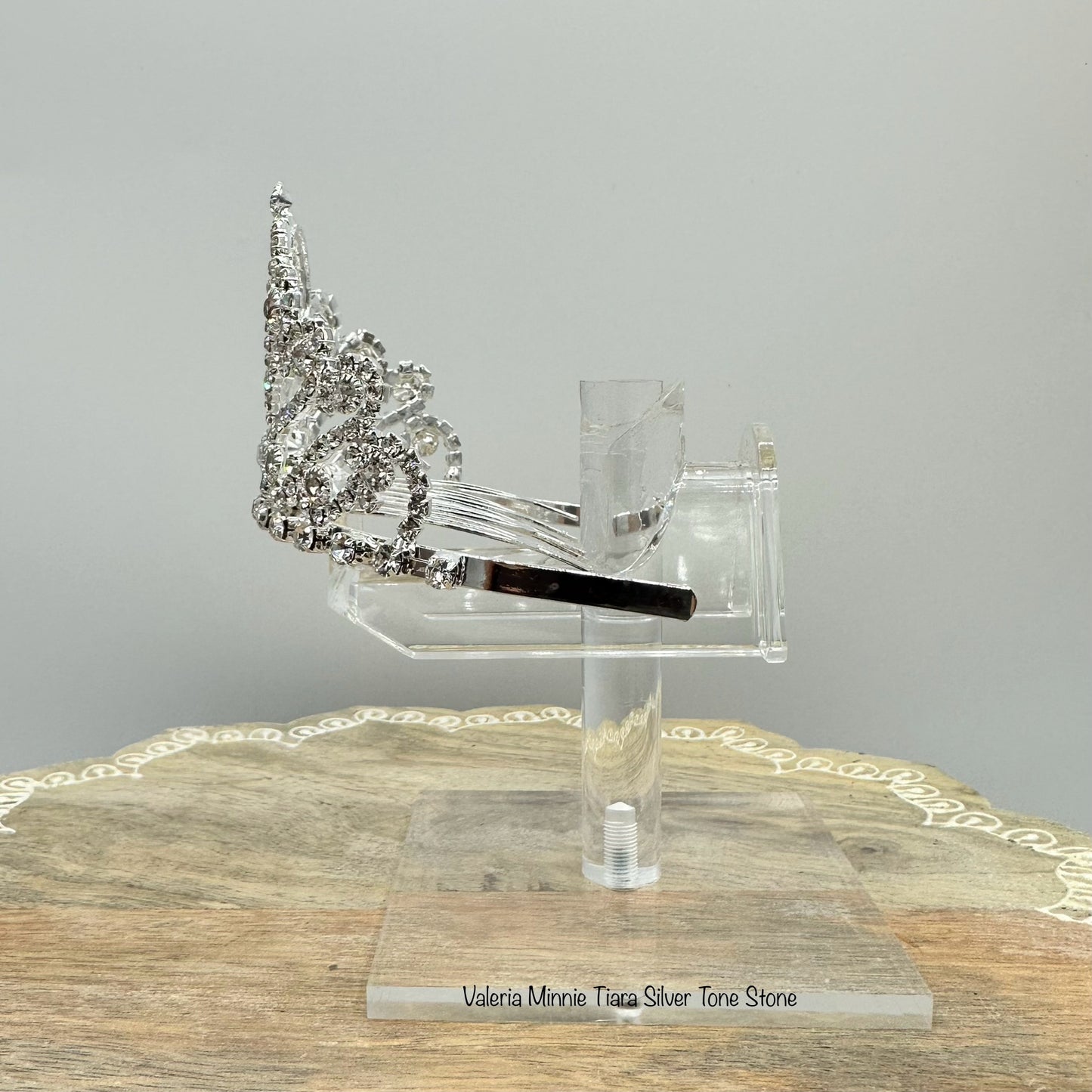 Valeria Minnie Tiara Silver Tone Stone