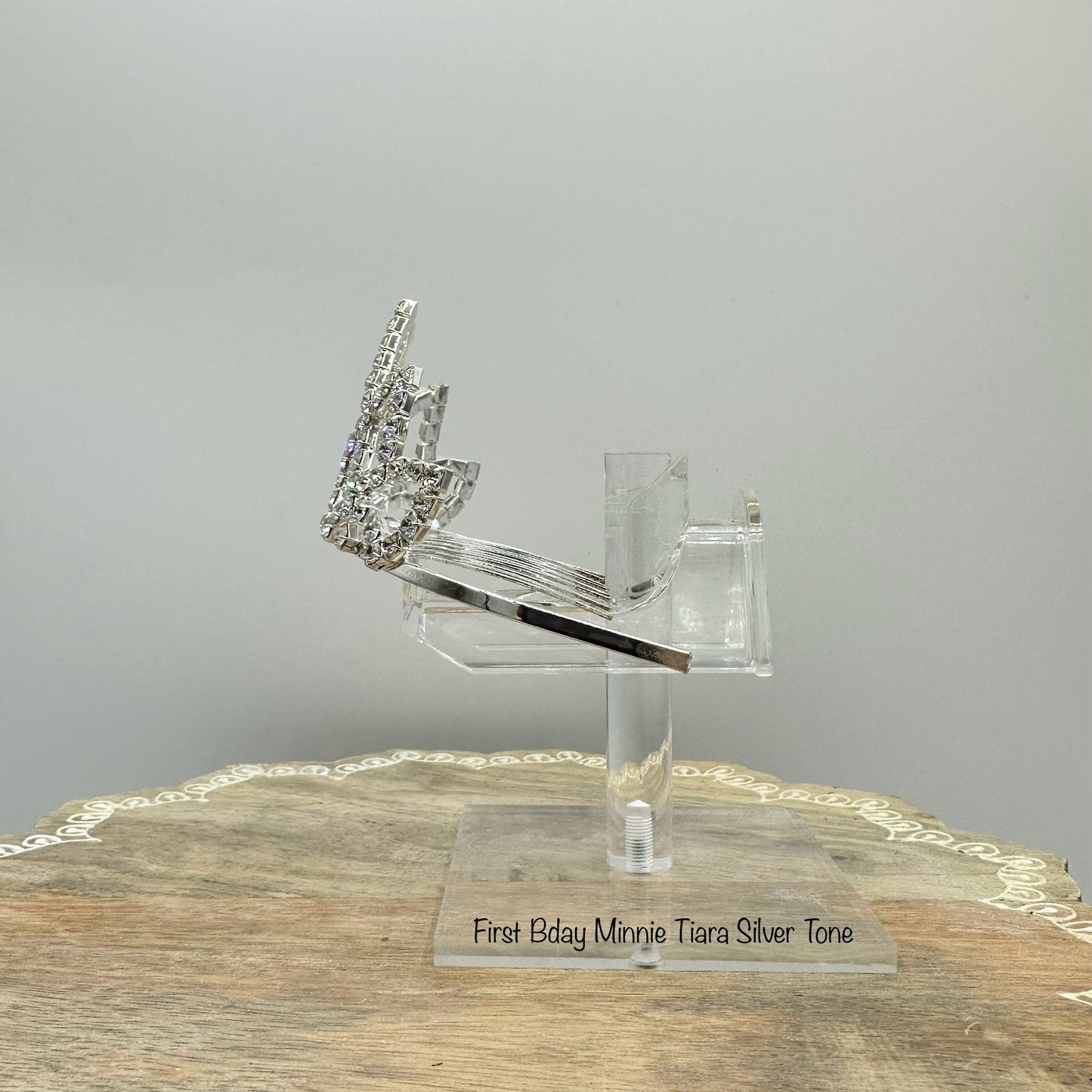 First Birthday Minnie Tiara Silver Tone